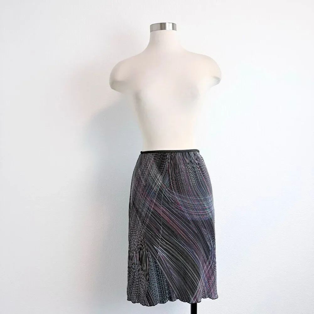 Vintage Y2K Exact Change Black Lettuce Midi Knee Length Skirt Small S